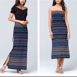 White House Black Market Convertible Stripes Strapless Maxi Dress Size XXS WHBM